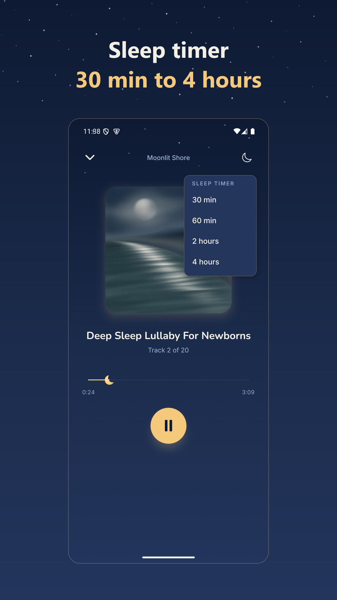 Musiscape app – sleep timer up to 4 hours